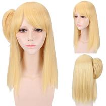 Peruca de cosplay de anime loira de 45 cm com rabo de cavalo lateral para mulheres