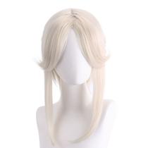 Peruca de cosplay elegante loira platinada de 50 cm resistente ao calor