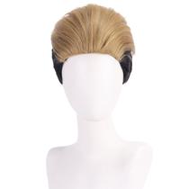 Peruca de cosplay em dois tons, preto e loiro, penteado curto 35cm
