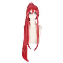 Peruca de cosplay Fairys Tails Erza Scarlet Split Vermelho-Sangue 32cm