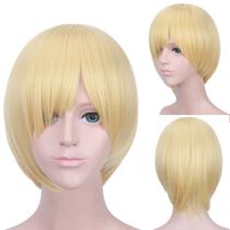 Peruca de cosplay genérica, curta, loira, franja reta, 30 cm Peruca de cosplay genérica, curta, loira, franja reta, 30 cm