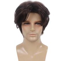 Peruca de cosplay genérica curta marrom para homens, parte central natural Peruca de cosplay genérica curta marrom para homens, parte central natural