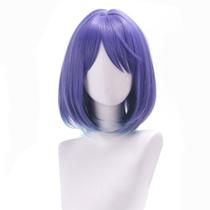 Peruca de cosplay genérica curta roxa Bob com franja lateral de 40 cm