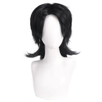 Peruca de cosplay genérica preta de 50 cm para traje de artista acrobático