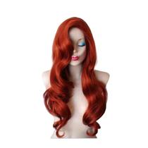 Peruca de cosplay genérica vermelha longa ondulada de 100 cm resistente ao calor