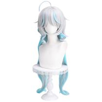 Peruca de cosplay, gradiente longo, azul claro, resistente ao calor, 100cm