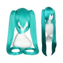 Peruca De Cosplay Hatsune Miku Com Dupla Rabo De Cavalo De 110cm Em Fibra Sintética Para Halloween E Peruca De Cosplay Hatsune Miku Com Dupla Rabo De Cavalo De 110cm Em Fibra Sintética Para Halloween E