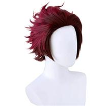 Peruca de cosplay Kamados Tanjirous, traje de anime com cabelo sintético
