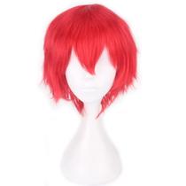 Peruca de cosplay Kediciz, anime unissex, curta vermelha com franja, resistente ao calor Peruca de cosplay Kediciz, anime unissex, curta vermelha com franja, resistente ao calor