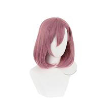 Peruca de cosplay Lilysha rosa claro Bob Cut com franja lateral de 35 cm