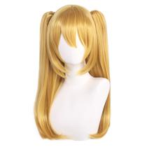 Peruca de cosplay loira longa 45 cm sintética de duas caudas de alta temperatura.
