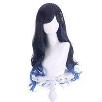 Peruca de cosplay longa azul e preta com cachos macios de 70 cm Peruca de cosplay longa azul e preta com cachos macios de 70 cm