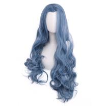 Peruca de cosplay longa ondulada azul claro de fibra de alta temperatura