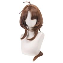 Peruca de cosplay marrom curta em camadas com cauda traseira e franja 85 cm Peruca de cosplay marrom curta em camadas com cauda traseira e franja 85 cm