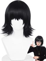 Peruca de cosplay meio a meio Shi-zuku Short Black Anime Hunter-Killer Peruca de cosplay meio a meio Shi-zuku Short Black Anime Hunter-Killer
