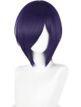 Peruca de cosplay meio curta, anime roxo escuro para mulheres Peruca de cosplay meio curta, anime roxo escuro para mulheres