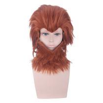 Peruca de cosplay Monkey King Style marrom 40cm resistente ao calor