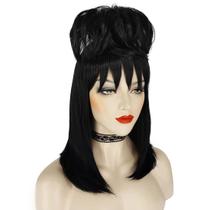 Peruca de cosplay preta de alto volume de 35 cm com franja frontal Lydia Deetz Peruca de cosplay preta de alto volume de 35 cm com franja frontal Lydia Deetz