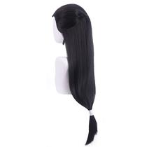 Peruca de cosplay preta trançada longa de 80 cm, sintética resistente ao calor