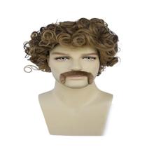 Peruca de cosplay Retro Rock Wind dos anos 70, cabelo europeu preto e branco