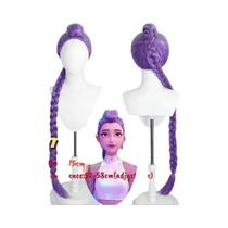 Peruca De Cosplay Roxa Com Trança Longa Para Mulheres, Peruca Preta Curta Com 2 Coques Para Fantasia Peruca De Cosplay Roxa Com Trança Longa Para Mulheres, Peruca Preta Curta Com 2 Coques Para Fantasia