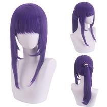 Peruca de cosplay roxa resistente ao calor sintética média de 45 cm