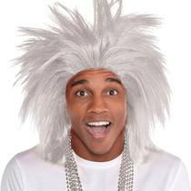 Peruca de cosplay Silver White Fluffy Punk Scientist para homens/crianças Peruca de cosplay Silver White Fluffy Punk Scientist para homens/crianças