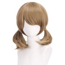 Peruca de cosplay sintética de alta temperatura 36cm marrom claro