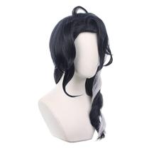 Peruca de cosplay trançada preta e branca de 45 cm sintética Heat Res