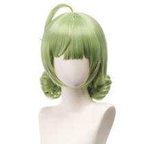 Peruca de cosplay verde clara curta encaracolada com pãezinhos duplos e franja Peruca de cosplay verde clara curta encaracolada com pãezinhos duplos e franja