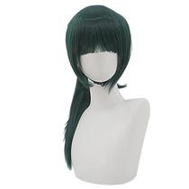 Peruca de cosplay verde curta com franja frontal e cauda lateral de 40 cm Peruca de cosplay verde curta com franja frontal e cauda lateral de 40 cm