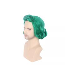 Peruca de cosplay verde encaracolada curta de 25 cm, sintética resistente ao calor Peruca de cosplay verde encaracolada curta de 25 cm, sintética resistente ao calor