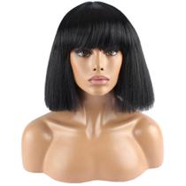 Peruca de cosplay WeKen Fashion Short Bob Kinky Straight Black Peruca de cosplay WeKen Fashion Short Bob Kinky Straight Black