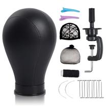 Peruca de couro Mannequin Head Bileaf de 22 cm com suporte e acesso. Peruca de couro Mannequin Head Bileaf de 22 cm com suporte e acesso.