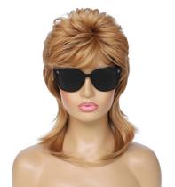 Peruca de tainha, aeromoça Joe Dirt Emo, dos anos 80, fantasia de festa feminina