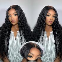 Peruca DULOVE Wear and Go Glueless Human Hair Deep Wave 200% de densidade
