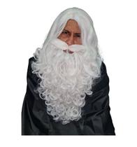 Peruca e Barba c/ bigode Branca Mago Noé Zeus Fantasia