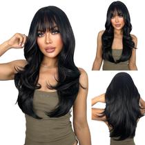Peruca em camadas SUKRI de 26 polegadas de cabelo sintético preto para mulheres