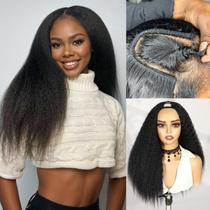 Peruca em U WIGER Kinky Straight Human Hair 200% de densidade 18"
