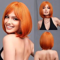 Peruca EMMOR Orange Bob com franja 14 para mulheres sintética