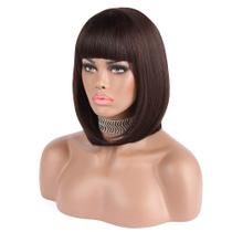Peruca EniLecor Short Brown Bob 30cm reta sintética para mulheres