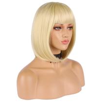 Peruca EnileCor Short Light Blonde Bob 30 cm reta com franja