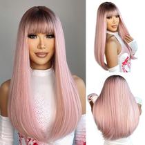Peruca ENTRANCED STYLES Ombre Pink Long Straight para mulheres