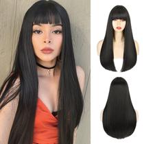 Peruca ENTRANCED STYLES preta longa reta com franja 22" Peruca ENTRANCED STYLES preta longa reta com franja 22"
