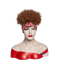Peruca estilo africano Curly Short Brown Puffy Afro 30cm 300g