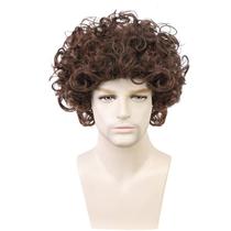 Peruca estilo afro para homens, marrom, curta, encaracolada, fofa, 30 cm Peruca estilo afro para homens, marrom, curta, encaracolada, fofa, 30 cm