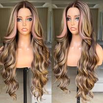 Peruca FABÉLLE Pink Highlight Lace Front 75 cm Body Wave Women