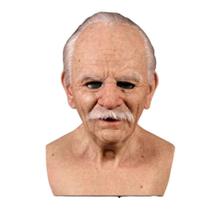 Peruca facial engraçada com adereços de Halloween - máscara de capacete para homem velho