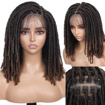 Peruca Faux Locs WIGNEE, de renda completa, trançada, 35 cm, marrom ombre
