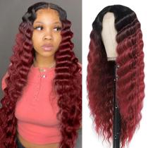 Peruca FEEL ME 71 cm Ondas Profundas Sintética Ombre Borgonha